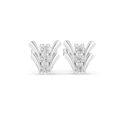 Lab-Grown Diamond Floral Design Stud Earrings | VVS-VS EF Clarity | 18KT, 14KT, 10KT Gold & 925 Silver | Rose, Yellow, White Gold & Moissanite Options