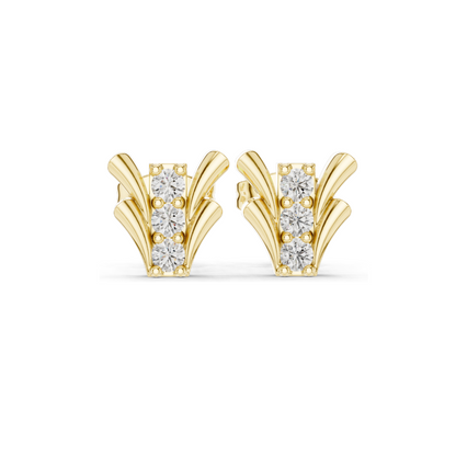 Lab-Grown Diamond Floral Design Stud Earrings | VVS-VS EF Clarity | 18KT, 14KT, 10KT Gold & 925 Silver | Rose, Yellow, White Gold & Moissanite Options
