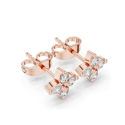 0.24 CT Diamond Flower Earrings | Lab-Grown VVS-VS EF Clarity | 18KT, 14KT, 10KT Gold & 925 Silver | Rose, Yellow, White Gold & Moissanite Options