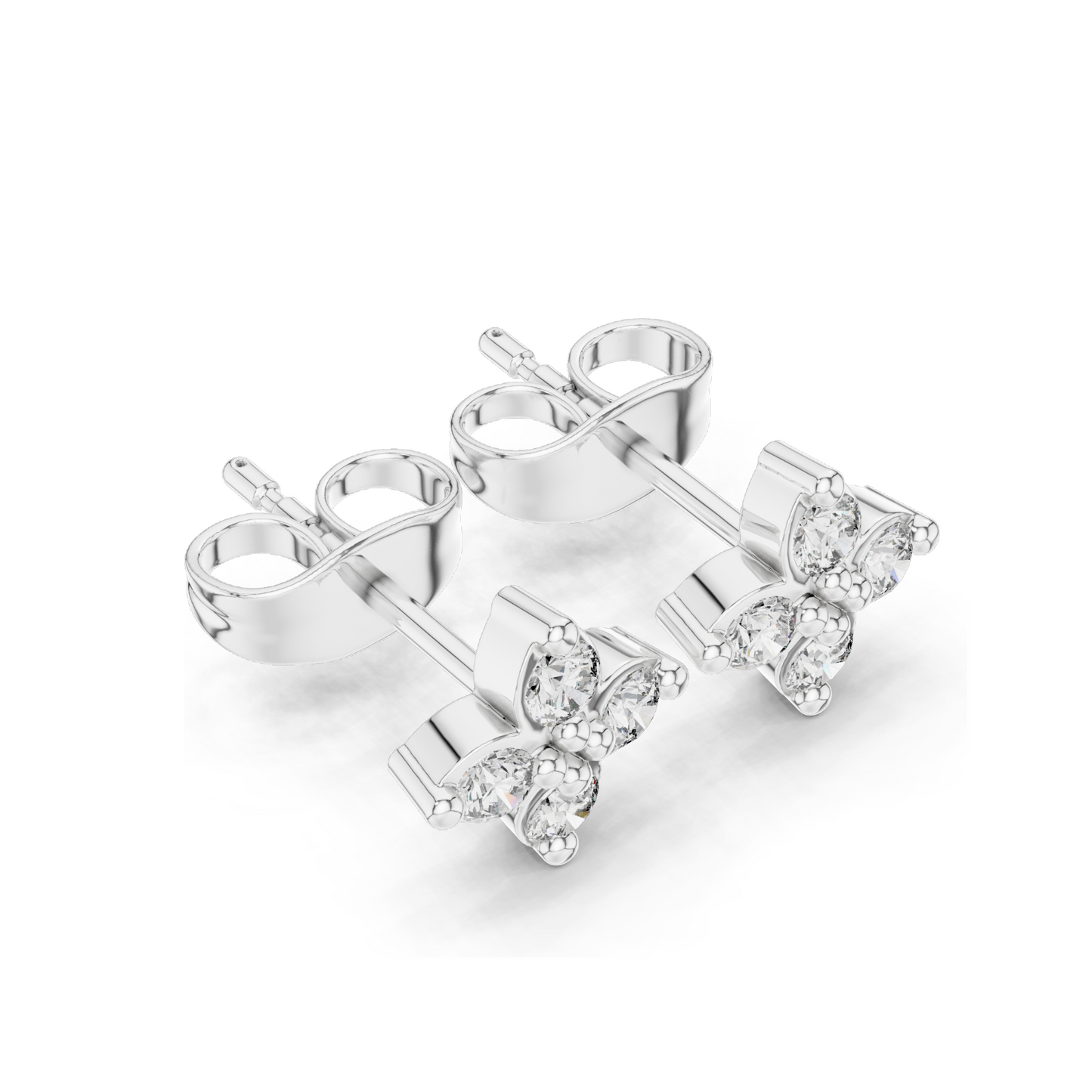 0.24 CT Diamond Flower Earrings | Lab-Grown VVS-VS EF Clarity | 18KT, 14KT, 10KT Gold & 925 Silver | Rose, Yellow, White Gold & Moissanite Options