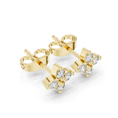 0.24 CT Diamond Flower Earrings | Lab-Grown VVS-VS EF Clarity | 18KT, 14KT, 10KT Gold & 925 Silver | Rose, Yellow, White Gold & Moissanite Options