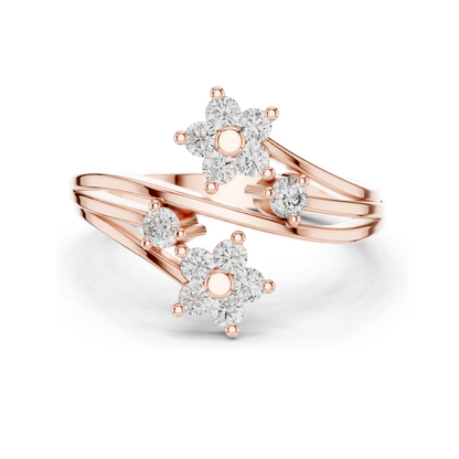 Floral Lab Diamond Ring | 0.39 CT VVS-VS EF Clarity | 18KT, 14KT, 10KT Gold & 925 Silver | Rose, Yellow, White Gold & Moissanite Options