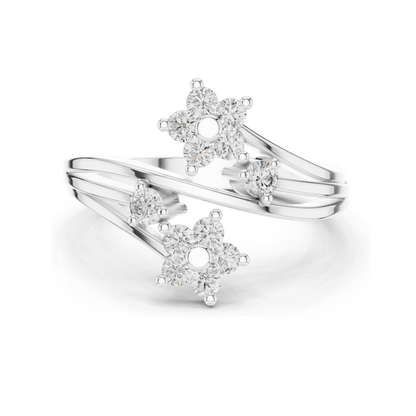 Floral Lab Diamond Ring | 0.39 CT VVS-VS EF Clarity | 18KT, 14KT, 10KT Gold & 925 Silver | Rose, Yellow, White Gold & Moissanite Options