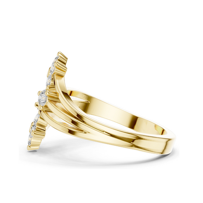 Floral Lab Diamond Ring | 0.39 CT VVS-VS EF Clarity | 18KT, 14KT, 10KT Gold & 925 Silver | Rose, Yellow, White Gold & Moissanite Options