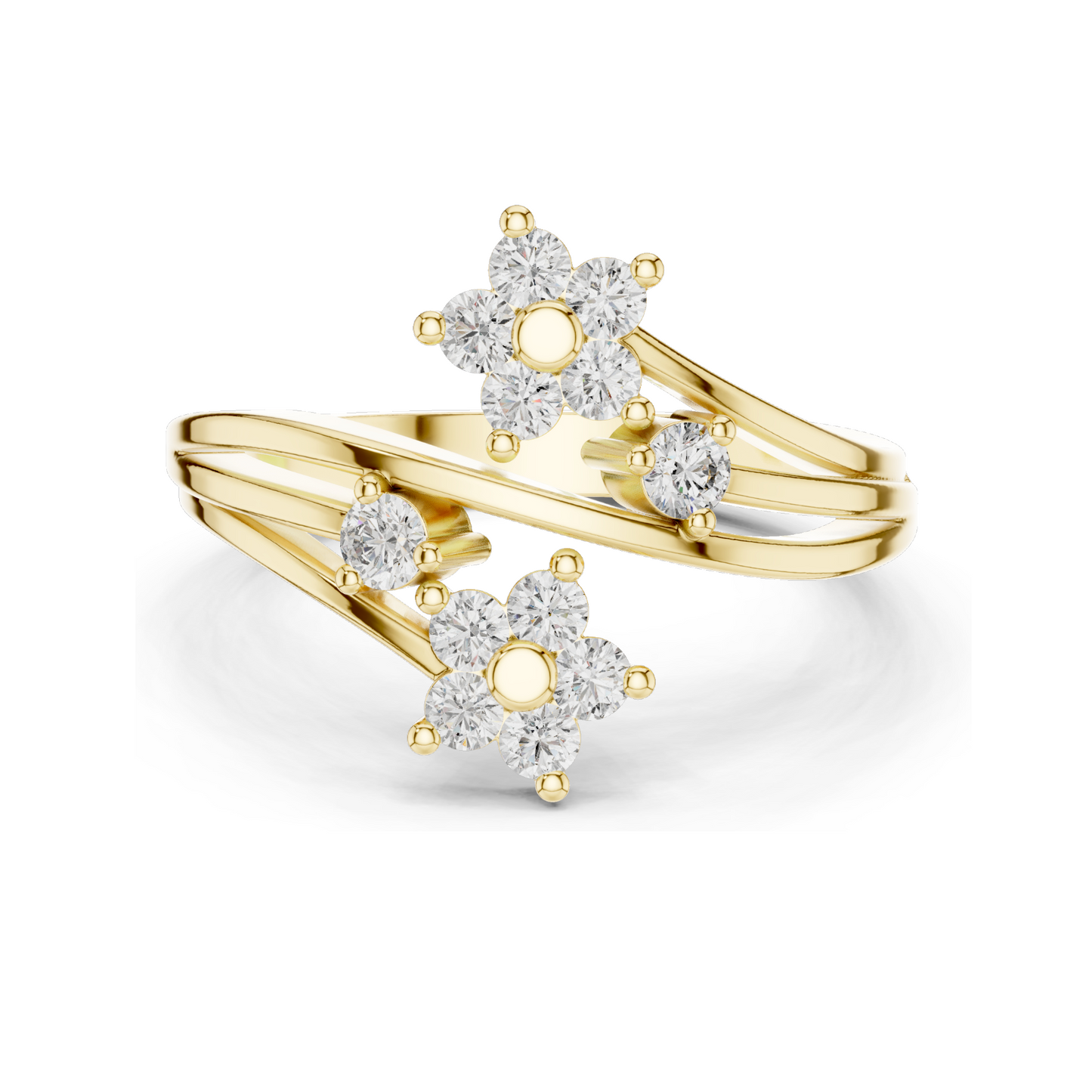 Floral Lab Diamond Ring | 0.39 CT VVS-VS EF Clarity | 18KT, 14KT, 10KT Gold & 925 Silver | Rose, Yellow, White Gold & Moissanite Options
