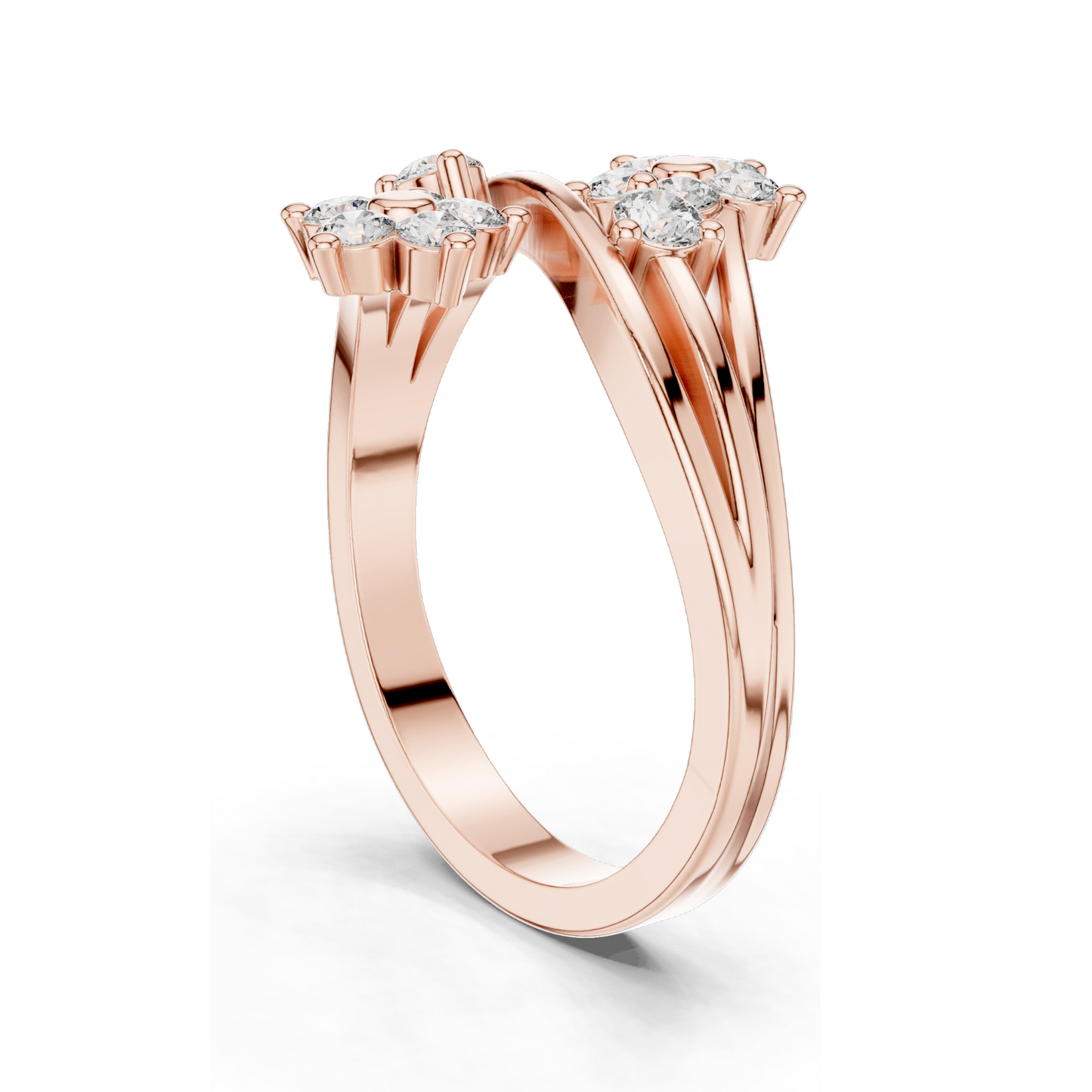 Floral Lab Diamond Ring | 0.39 CT VVS-VS EF Clarity | 18KT, 14KT, 10KT Gold & 925 Silver | Rose, Yellow, White Gold & Moissanite Options