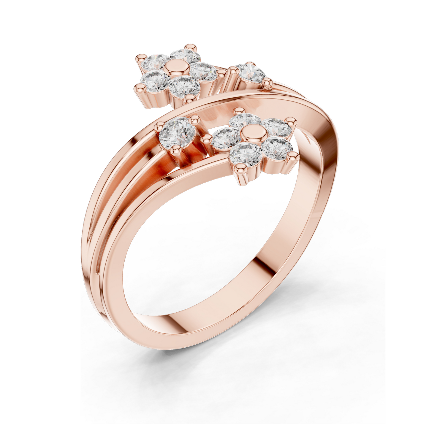 Floral Lab Diamond Ring | 0.39 CT VVS-VS EF Clarity | 18KT, 14KT, 10KT Gold & 925 Silver | Rose, Yellow, White Gold & Moissanite Options