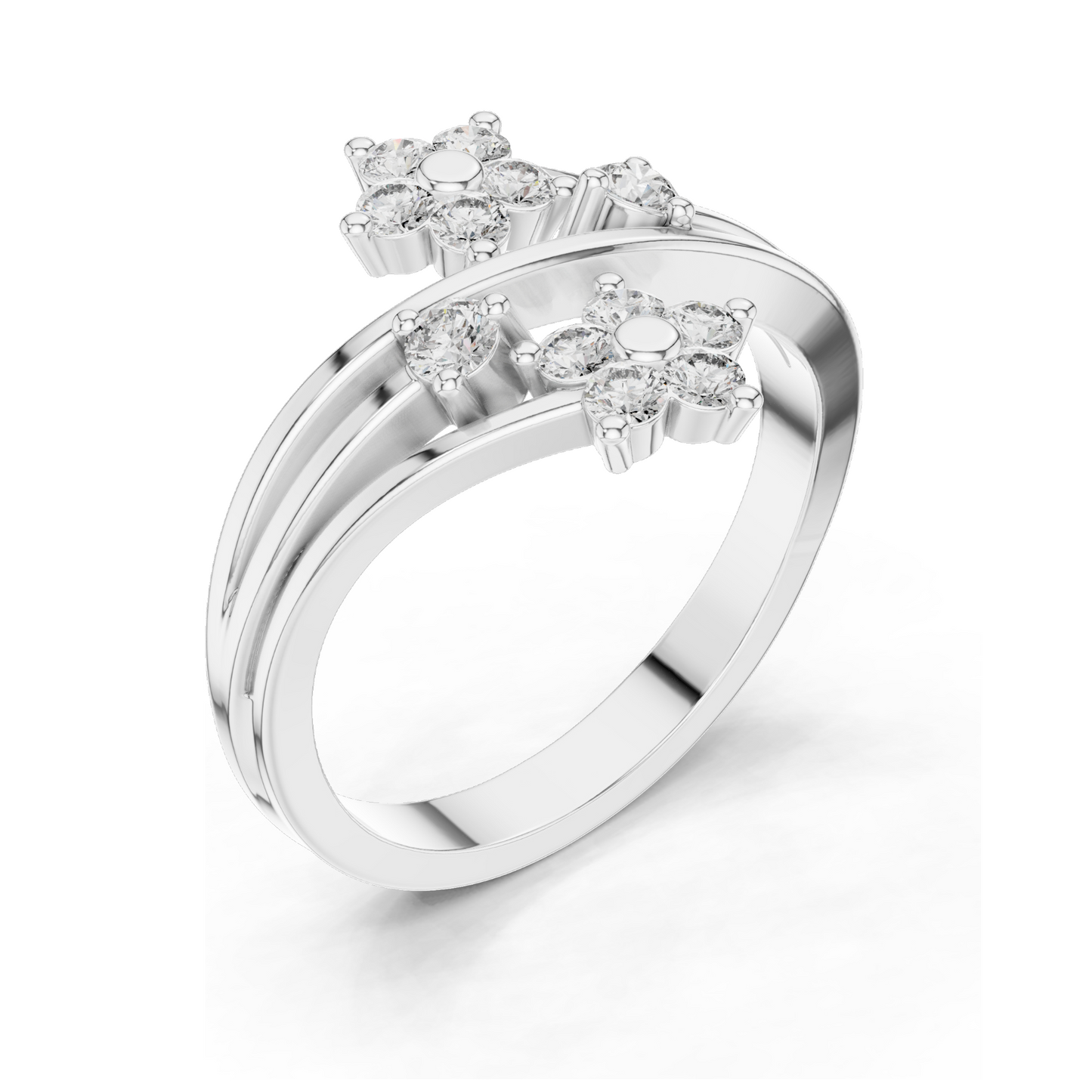 Floral Lab Diamond Ring | 0.39 CT VVS-VS EF Clarity | 18KT, 14KT, 10KT Gold & 925 Silver | Rose, Yellow, White Gold & Moissanite Options