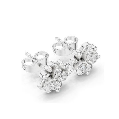 Flower Diamond Earrings | 0.24 CT Lab VVS-VS EF CVD Diamonds | 18KT, 14KT, 10KT Gold & 925 Silver Options | Rose, Yellow, White Gold with Moissanite