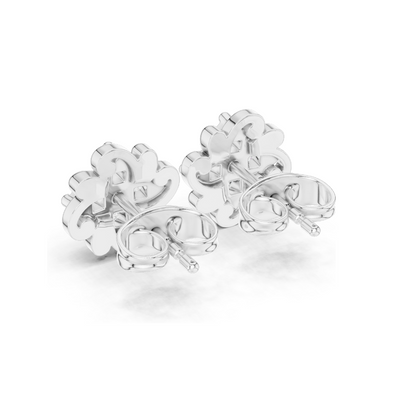 Flower Diamond Earrings | 0.24 CT Lab VVS-VS EF CVD Diamonds | 18KT, 14KT, 10KT Gold & 925 Silver Options | Rose, Yellow, White Gold with Moissanite