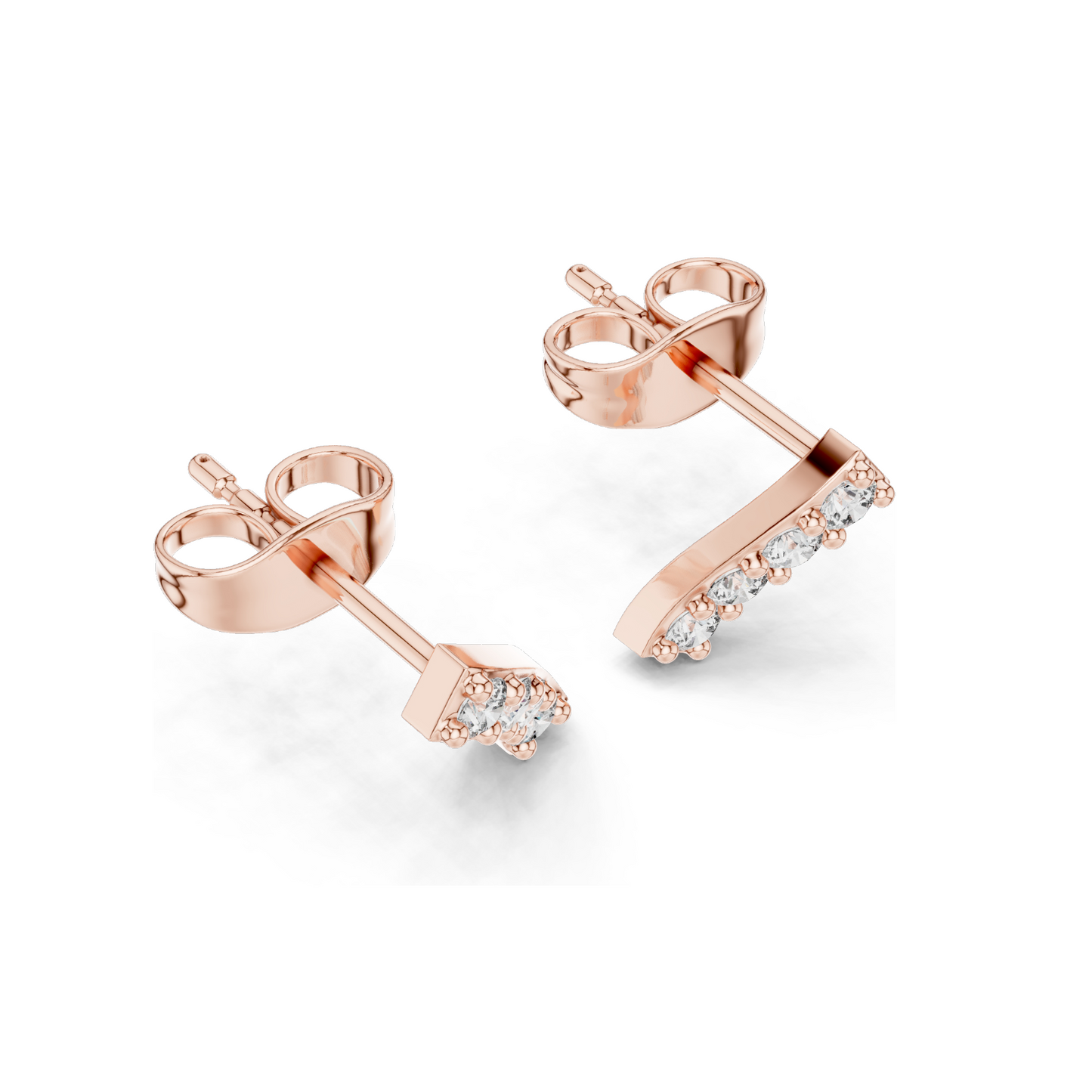 0.2 CT Lab Diamond Minimal Arch Stud Earrings for Women | VVS-VS EF Clarity CVD Diamonds | 18KT, 14KT, 10KT Gold & 925 Silver | Rose, Yellow, White Gold & Moissanite Options