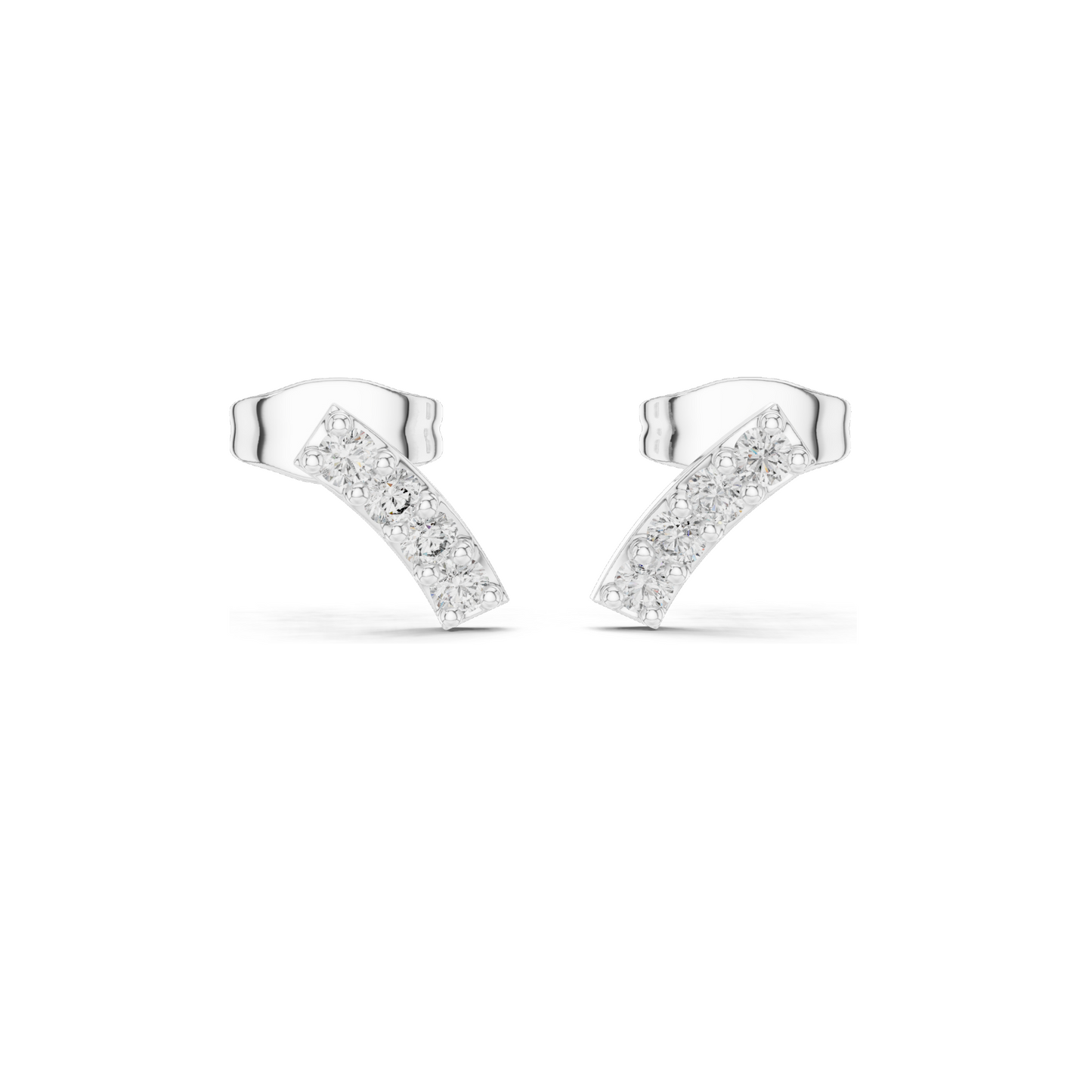 0.2 CT Lab Diamond Minimal Arch Stud Earrings for Women | VVS-VS EF Clarity CVD Diamonds | 18KT, 14KT, 10KT Gold & 925 Silver | Rose, Yellow, White Gold & Moissanite Options
