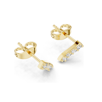 0.2 CT Lab Diamond Minimal Arch Stud Earrings for Women | VVS-VS EF Clarity CVD Diamonds | 18KT, 14KT, 10KT Gold & 925 Silver | Rose, Yellow, White Gold & Moissanite Options