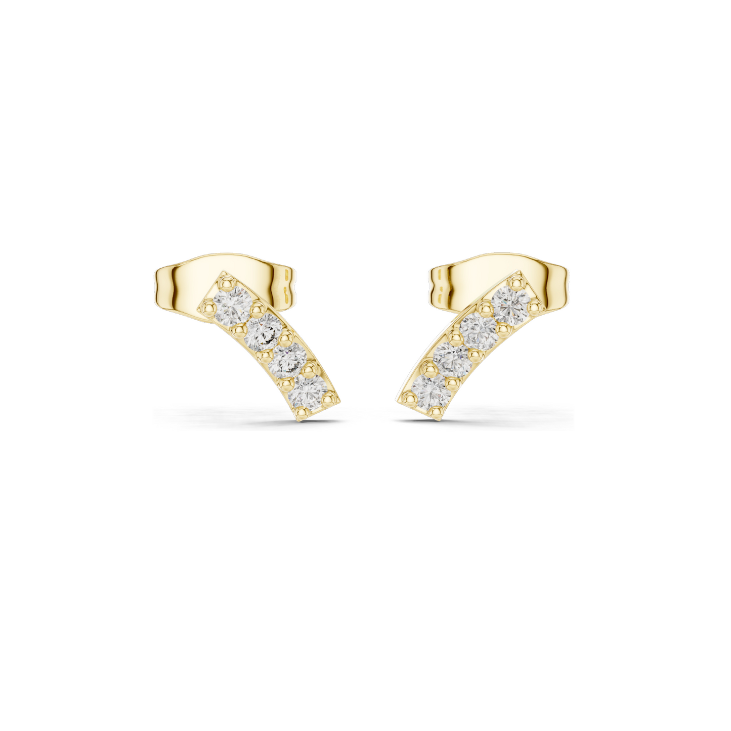 0.2 CT Lab Diamond Minimal Arch Stud Earrings for Women | VVS-VS EF Clarity CVD Diamonds | 18KT, 14KT, 10KT Gold & 925 Silver | Rose, Yellow, White Gold & Moissanite Options