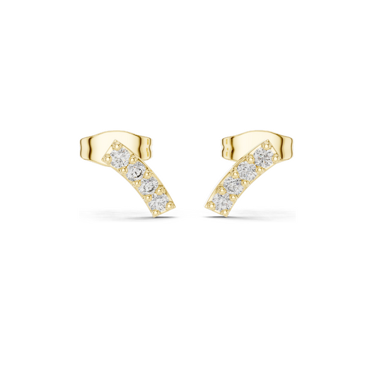 0.2 CT Lab Diamond Minimal Arch Stud Earrings for Women | VVS-VS EF Clarity CVD Diamonds | 18KT, 14KT, 10KT Gold & 925 Silver | Rose, Yellow, White Gold & Moissanite Options