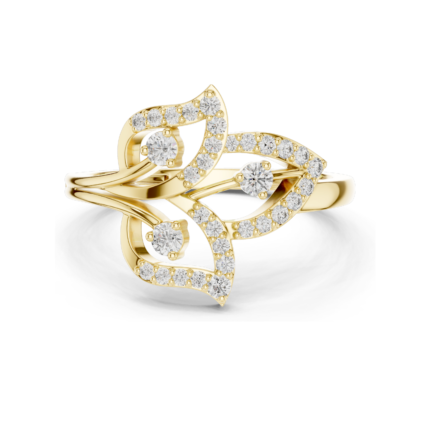Elegant Lab-Grown Diamond Leaf Ring for Women | 0.255 CT VVS-VS EF | Available in 18KT, 14KT, 10KT Gold & 925 Silver | Rose, Yellow, White Gold & Moissanite Options