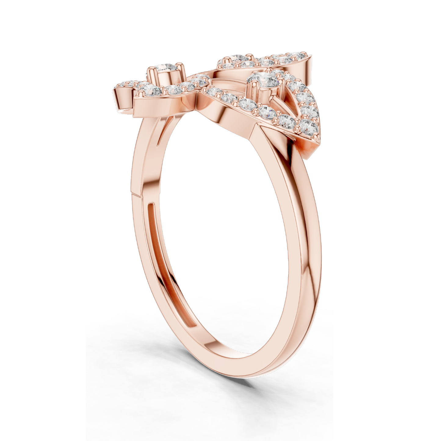Elegant Lab-Grown Diamond Leaf Ring for Women | 0.255 CT VVS-VS EF | Available in 18KT, 14KT, 10KT Gold & 925 Silver | Rose, Yellow, White Gold & Moissanite Options
