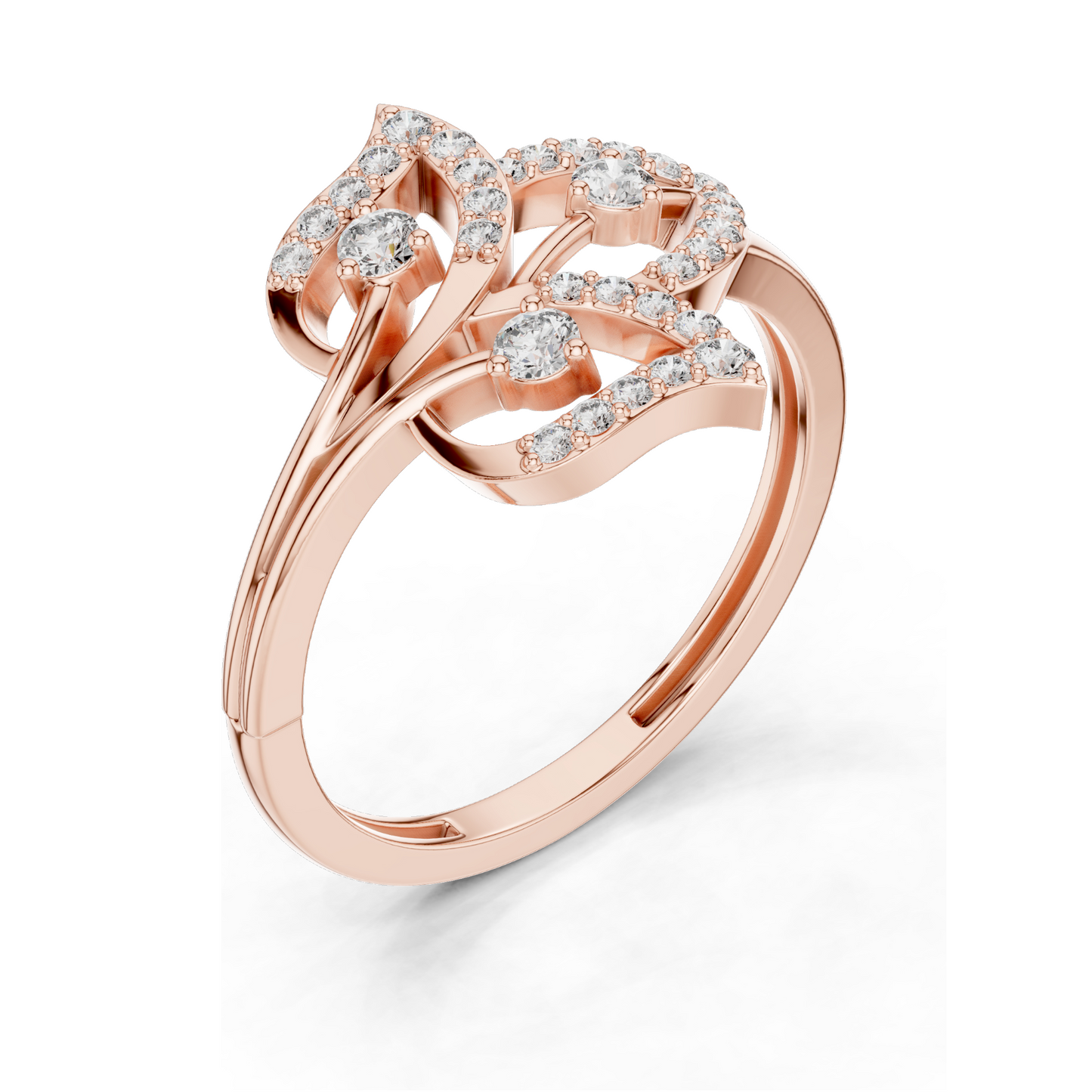 Elegant Lab-Grown Diamond Leaf Ring for Women | 0.255 CT VVS-VS EF | Available in 18KT, 14KT, 10KT Gold & 925 Silver | Rose, Yellow, White Gold & Moissanite Options