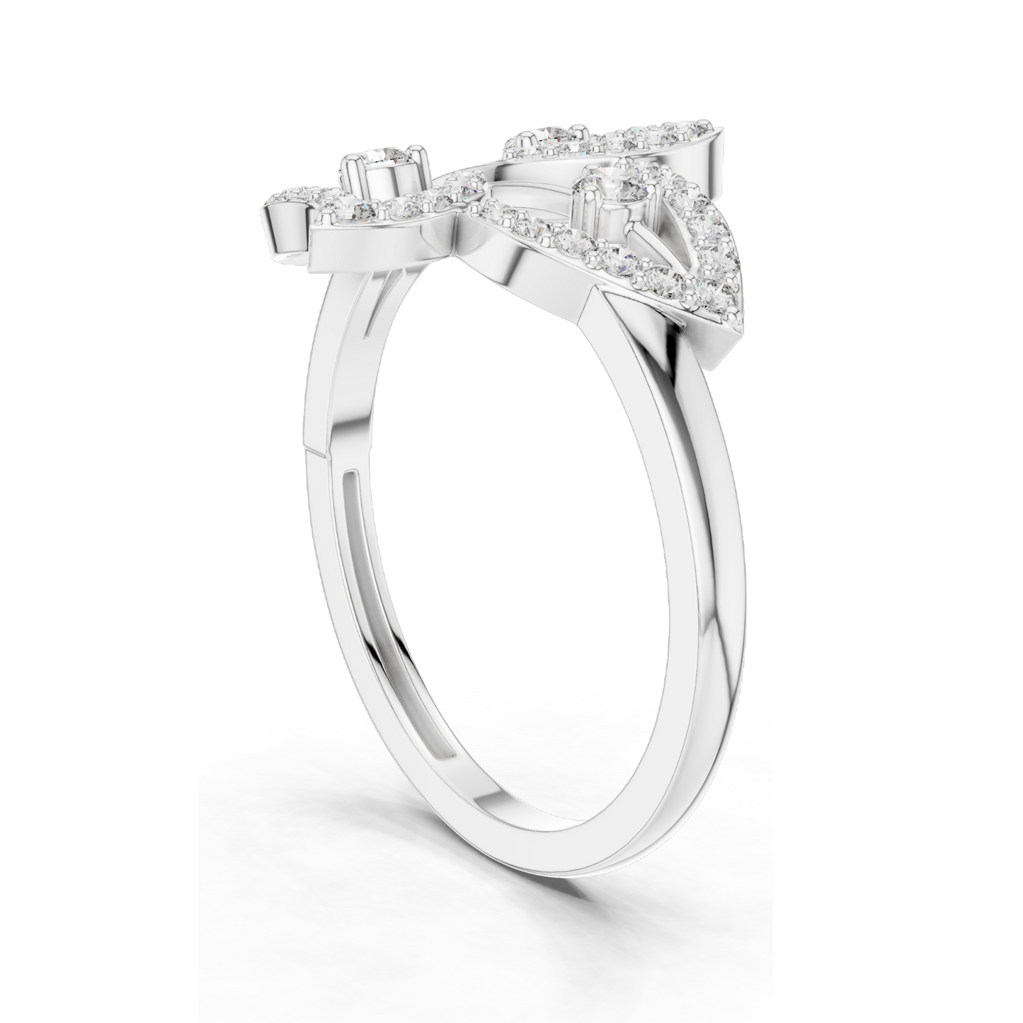 Elegant Lab-Grown Diamond Leaf Ring for Women | 0.255 CT VVS-VS EF | Available in 18KT, 14KT, 10KT Gold & 925 Silver | Rose, Yellow, White Gold & Moissanite Options