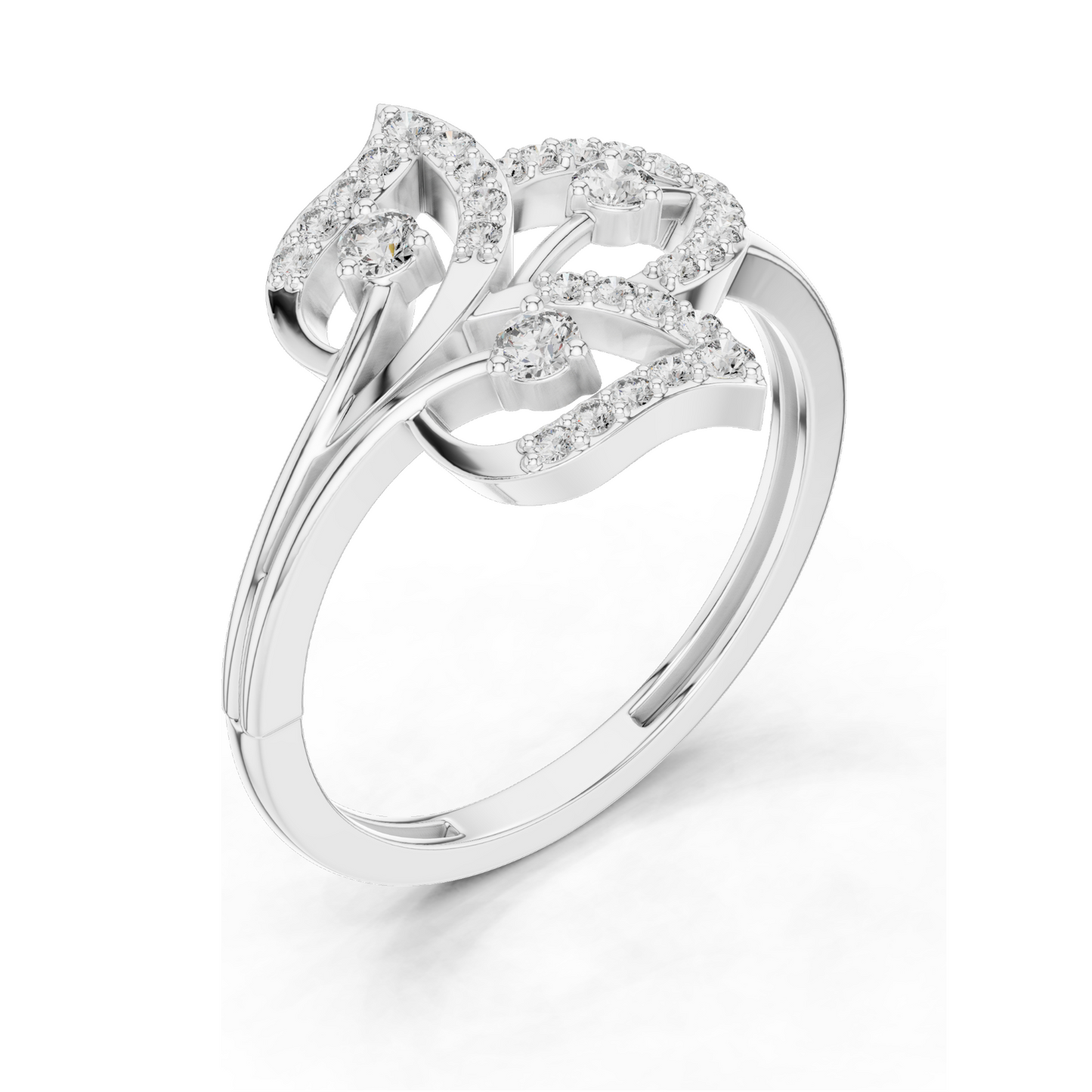 Elegant Lab-Grown Diamond Leaf Ring for Women | 0.255 CT VVS-VS EF | Available in 18KT, 14KT, 10KT Gold & 925 Silver | Rose, Yellow, White Gold & Moissanite Options