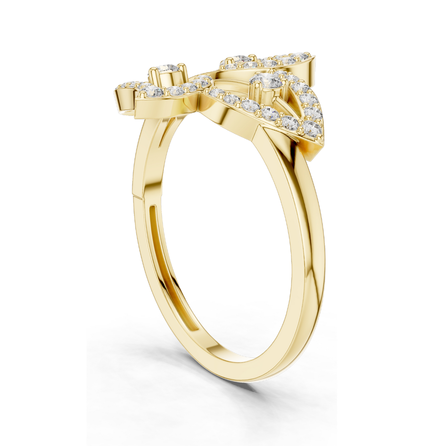 Elegant Lab-Grown Diamond Leaf Ring for Women | 0.255 CT VVS-VS EF | Available in 18KT, 14KT, 10KT Gold & 925 Silver | Rose, Yellow, White Gold & Moissanite Options