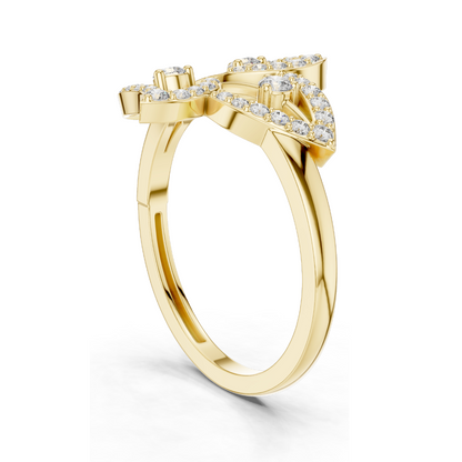 Elegant Lab-Grown Diamond Leaf Ring for Women | 0.255 CT VVS-VS EF | Available in 18KT, 14KT, 10KT Gold & 925 Silver | Rose, Yellow, White Gold & Moissanite Options