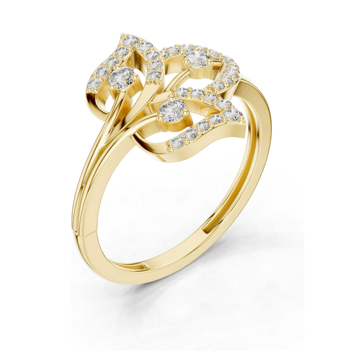 Elegant Lab-Grown Diamond Leaf Ring for Women | 0.255 CT VVS-VS EF | Available in 18KT, 14KT, 10KT Gold & 925 Silver | Rose, Yellow, White Gold & Moissanite Options