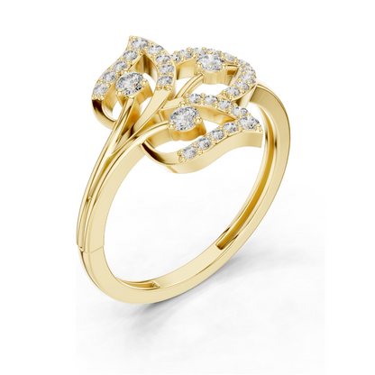 Elegant Lab-Grown Diamond Leaf Ring for Women | 0.255 CT VVS-VS EF | Available in 18KT, 14KT, 10KT Gold & 925 Silver | Rose, Yellow, White Gold & Moissanite Options