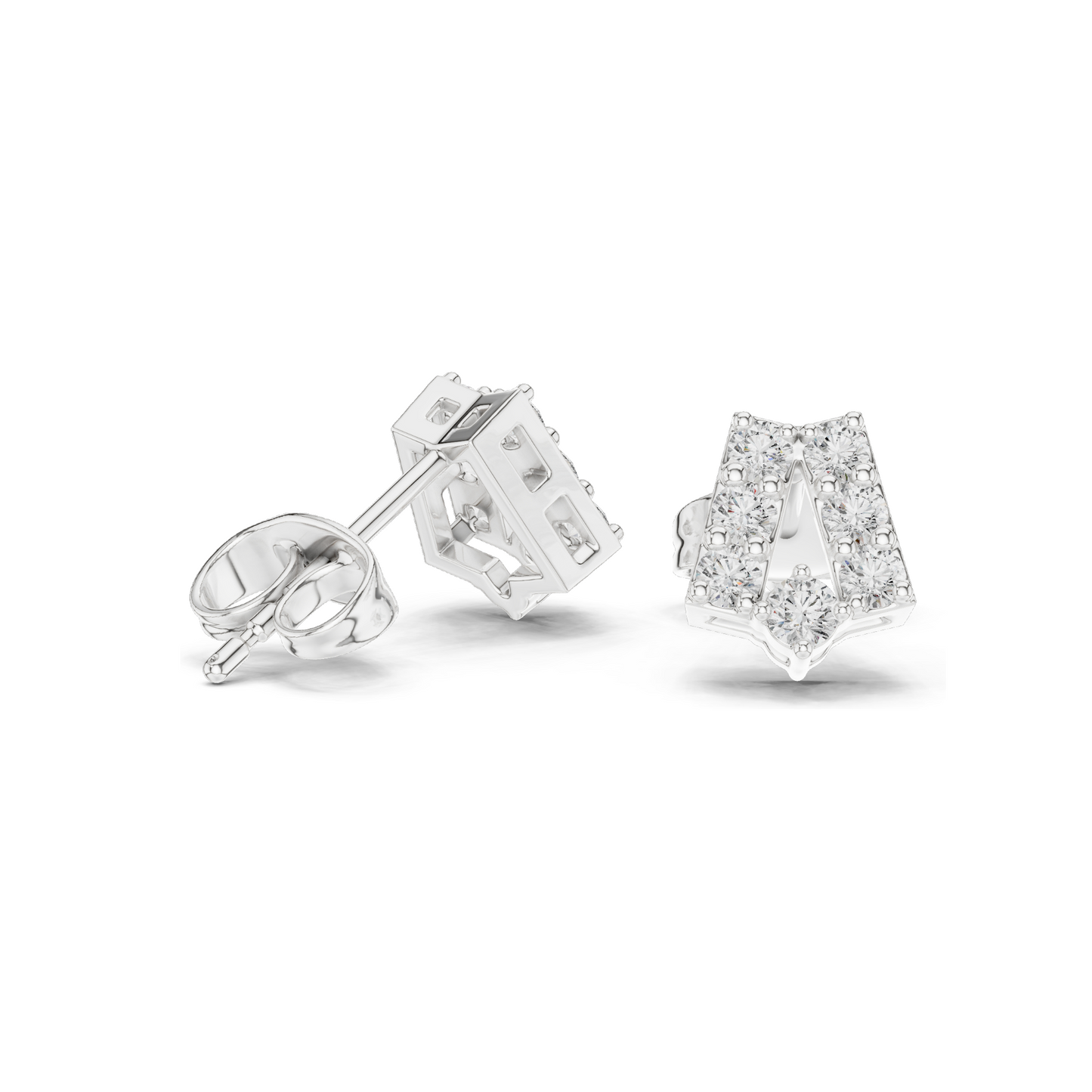 0.37 CT Lab Diamond Alphabet "A" Earrings | VVS–VS EF Clarity | 18KT, 14KT, 10KT Gold & 925 Silver | Rose, Yellow, White Gold & Moissanite Options