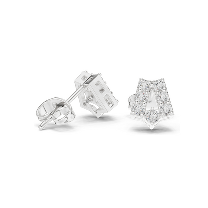 0.37 CT Lab Diamond Alphabet "A" Earrings | VVS–VS EF Clarity | 18KT, 14KT, 10KT Gold & 925 Silver | Rose, Yellow, White Gold & Moissanite Options