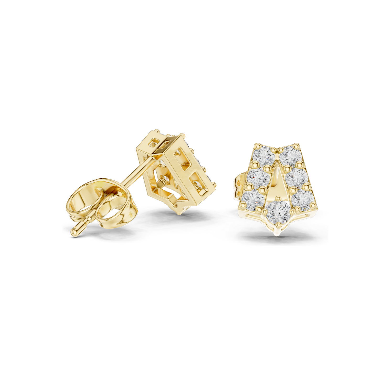 0.37 CT Lab Diamond Alphabet "A" Earrings | VVS–VS EF Clarity | 18KT, 14KT, 10KT Gold & 925 Silver | Rose, Yellow, White Gold & Moissanite Options