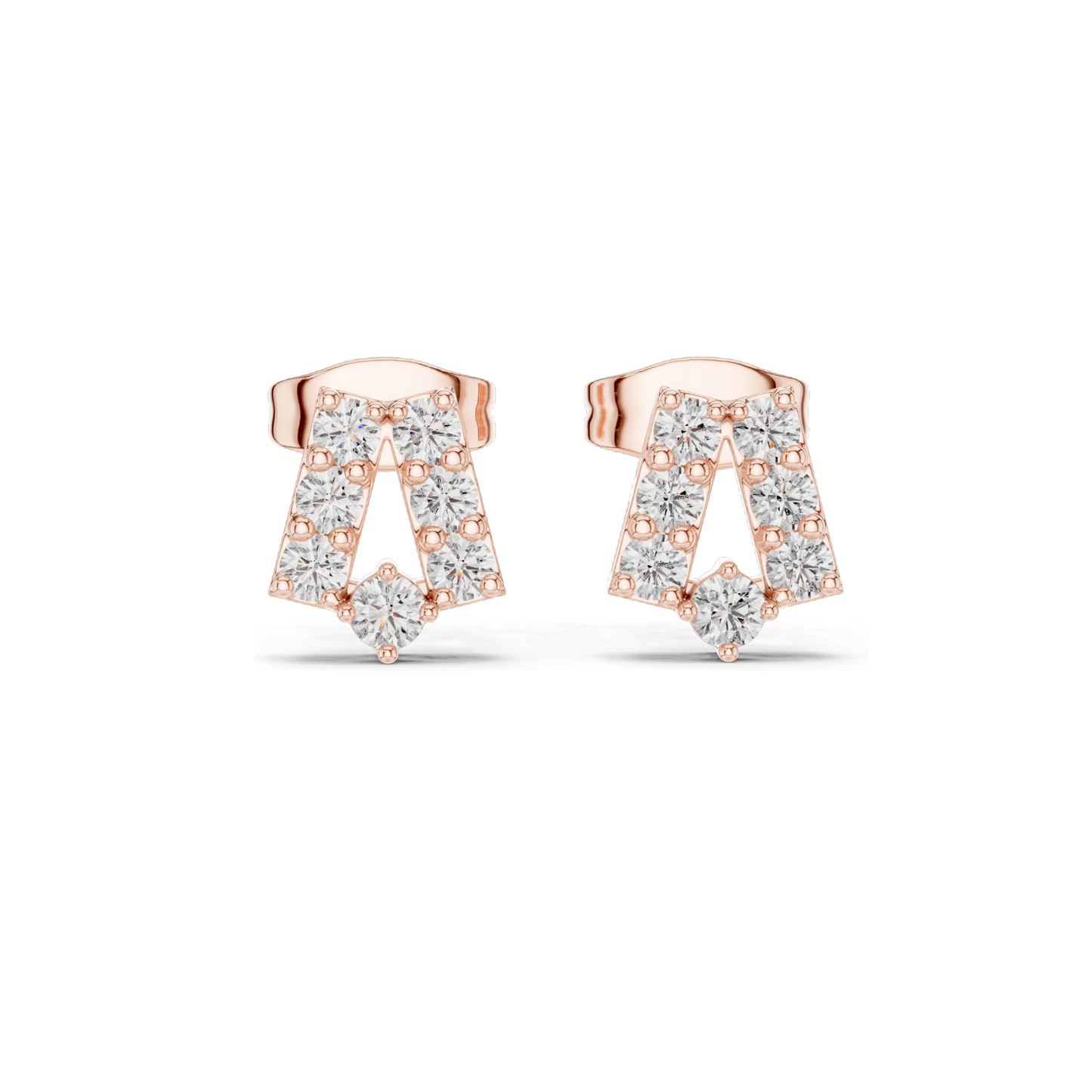 0.37 CT Lab Diamond Alphabet "A" Earrings | VVS–VS EF Clarity | 18KT, 14KT, 10KT Gold & 925 Silver | Rose, Yellow, White Gold & Moissanite Options