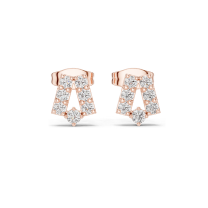 0.37 CT Lab Diamond Alphabet "A" Earrings | VVS–VS EF Clarity | 18KT, 14KT, 10KT Gold & 925 Silver | Rose, Yellow, White Gold & Moissanite Options