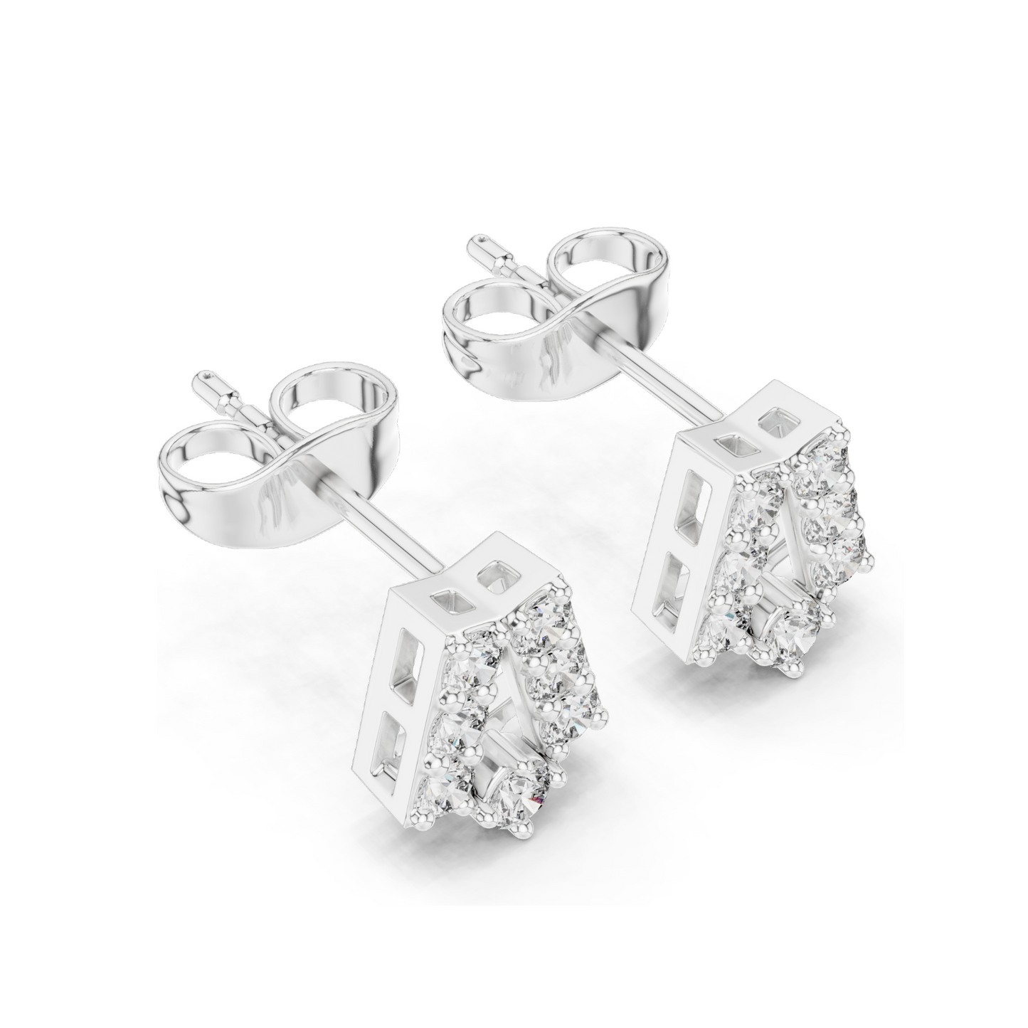 0.37 CT Lab Diamond Alphabet "A" Earrings | VVS–VS EF Clarity | 18KT, 14KT, 10KT Gold & 925 Silver | Rose, Yellow, White Gold & Moissanite Options