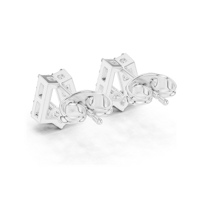 0.37 CT Lab Diamond Alphabet "A" Earrings | VVS–VS EF Clarity | 18KT, 14KT, 10KT Gold & 925 Silver | Rose, Yellow, White Gold & Moissanite Options