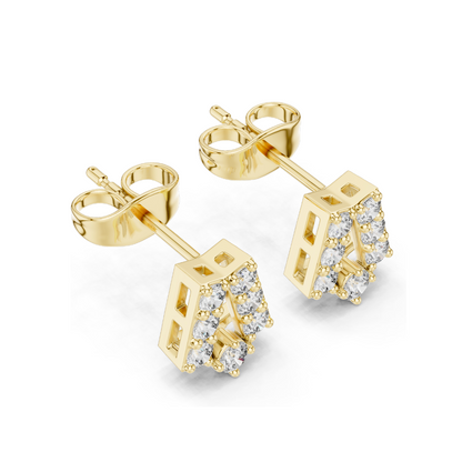0.37 CT Lab Diamond Alphabet "A" Earrings | VVS–VS EF Clarity | 18KT, 14KT, 10KT Gold & 925 Silver | Rose, Yellow, White Gold & Moissanite Options