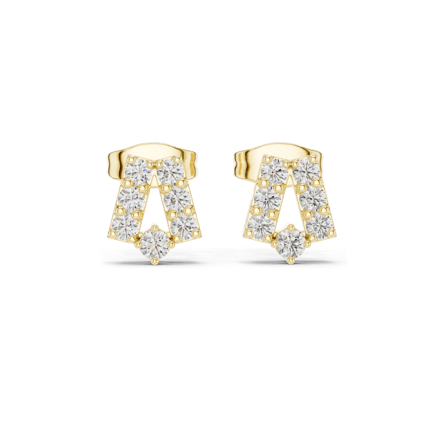 0.37 CT Lab Diamond Alphabet "A" Earrings | VVS–VS EF Clarity | 18KT, 14KT, 10KT Gold & 925 Silver | Rose, Yellow, White Gold & Moissanite Options