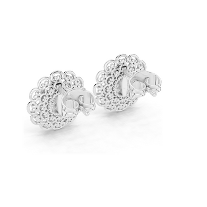 0.126 CT Lab Diamond Floral Stud Earrings | VVS-VS EF Clarity | 18KT, 14KT, 10KT Gold & 925 Silver | Rose, Yellow, White Gold & Moissanite Options
