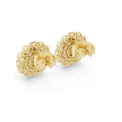 0.126 CT Lab Diamond Floral Stud Earrings | VVS-VS EF Clarity | 18KT, 14KT, 10KT Gold & 925 Silver | Rose, Yellow, White Gold & Moissanite Options