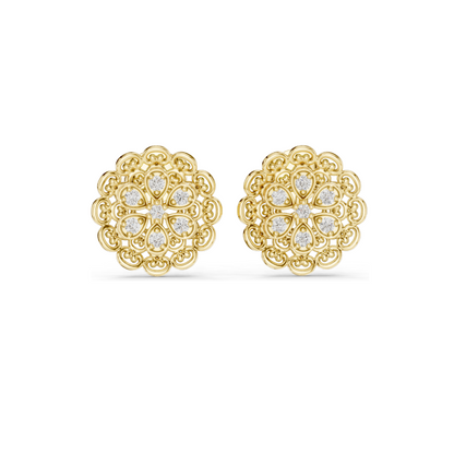 0.126 CT Lab Diamond Floral Stud Earrings | VVS-VS EF Clarity | 18KT, 14KT, 10KT Gold & 925 Silver | Rose, Yellow, White Gold & Moissanite Options