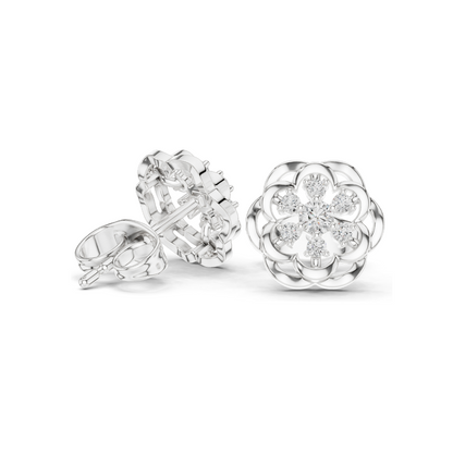 Lab Diamond Flower Earrings for Women | 0.176 CT VVS-VS EF Clarity | 18KT, 14KT, 10KT Gold & 925 Silver | Rose, Yellow, White Gold & Moissanite Options