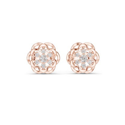Lab Diamond Flower Earrings for Women | 0.176 CT VVS-VS EF Clarity | 18KT, 14KT, 10KT Gold & 925 Silver | Rose, Yellow, White Gold & Moissanite Options