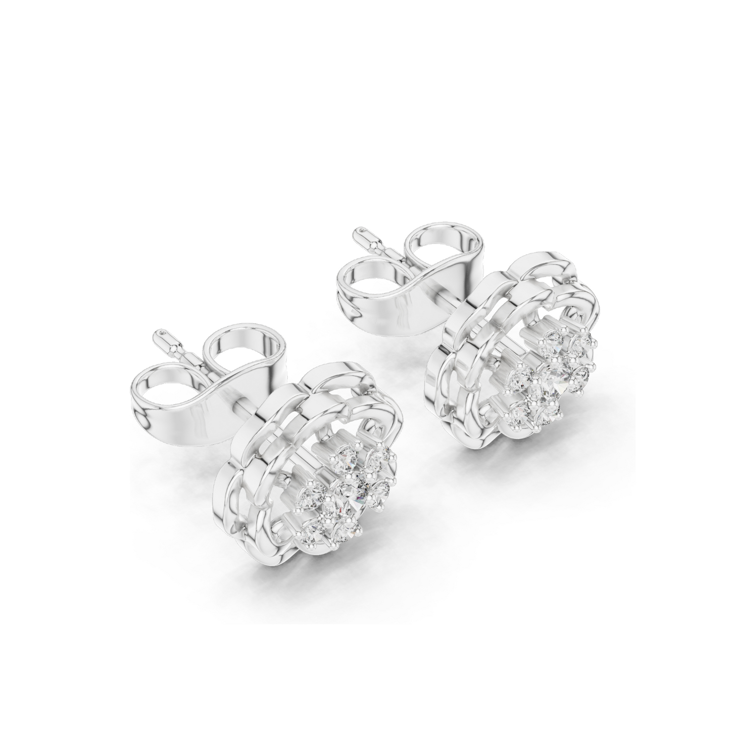 Lab Diamond Flower Earrings for Women | 0.176 CT VVS-VS EF Clarity | 18KT, 14KT, 10KT Gold & 925 Silver | Rose, Yellow, White Gold & Moissanite Options