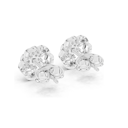 Lab Diamond Flower Earrings for Women | 0.176 CT VVS-VS EF Clarity | 18KT, 14KT, 10KT Gold & 925 Silver | Rose, Yellow, White Gold & Moissanite Options