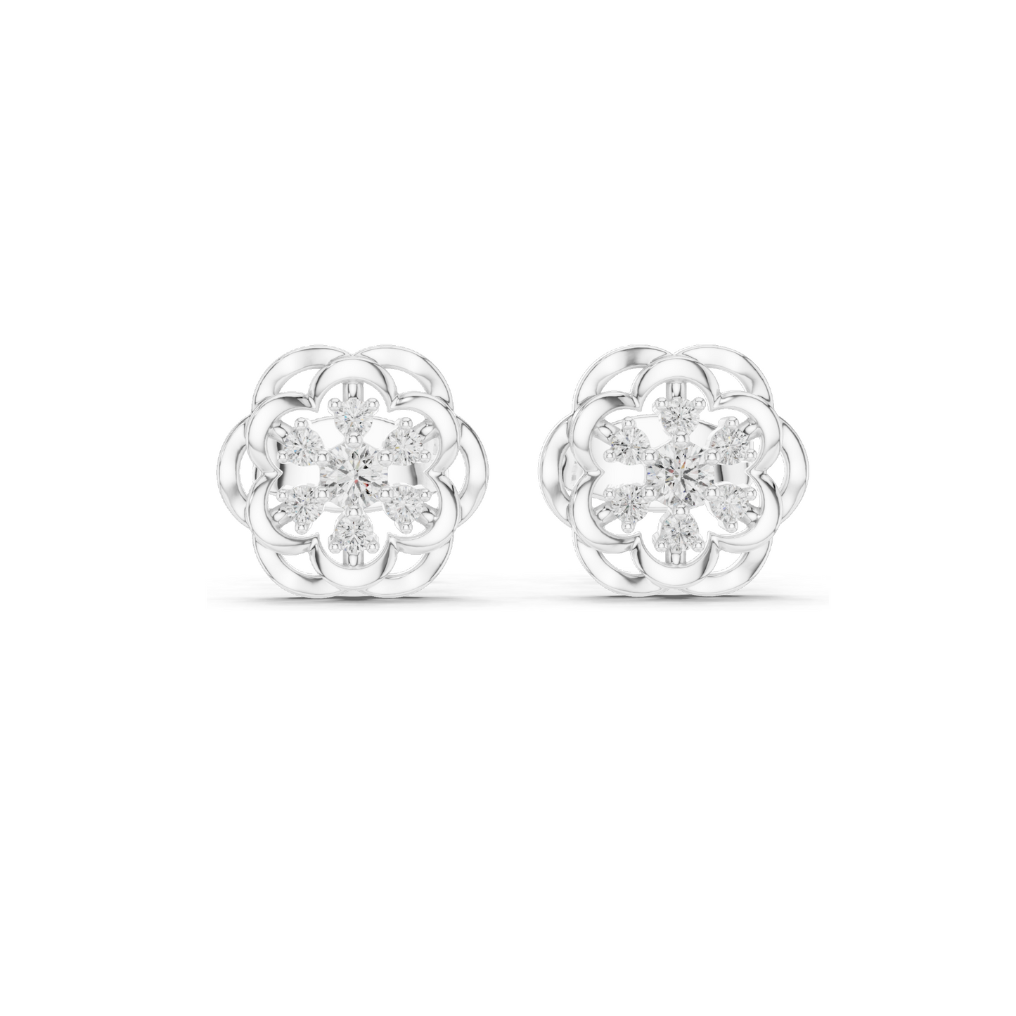 Lab Diamond Flower Earrings for Women | 0.176 CT VVS-VS EF Clarity | 18KT, 14KT, 10KT Gold & 925 Silver | Rose, Yellow, White Gold & Moissanite Options