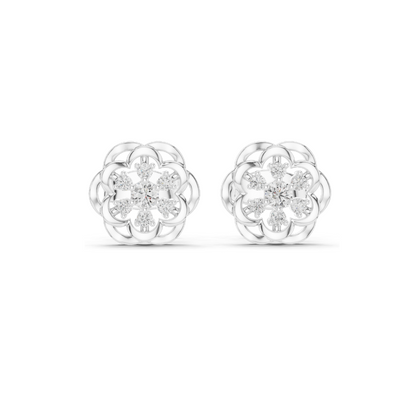 Lab Diamond Flower Earrings for Women | 0.176 CT VVS-VS EF Clarity | 18KT, 14KT, 10KT Gold & 925 Silver | Rose, Yellow, White Gold & Moissanite Options