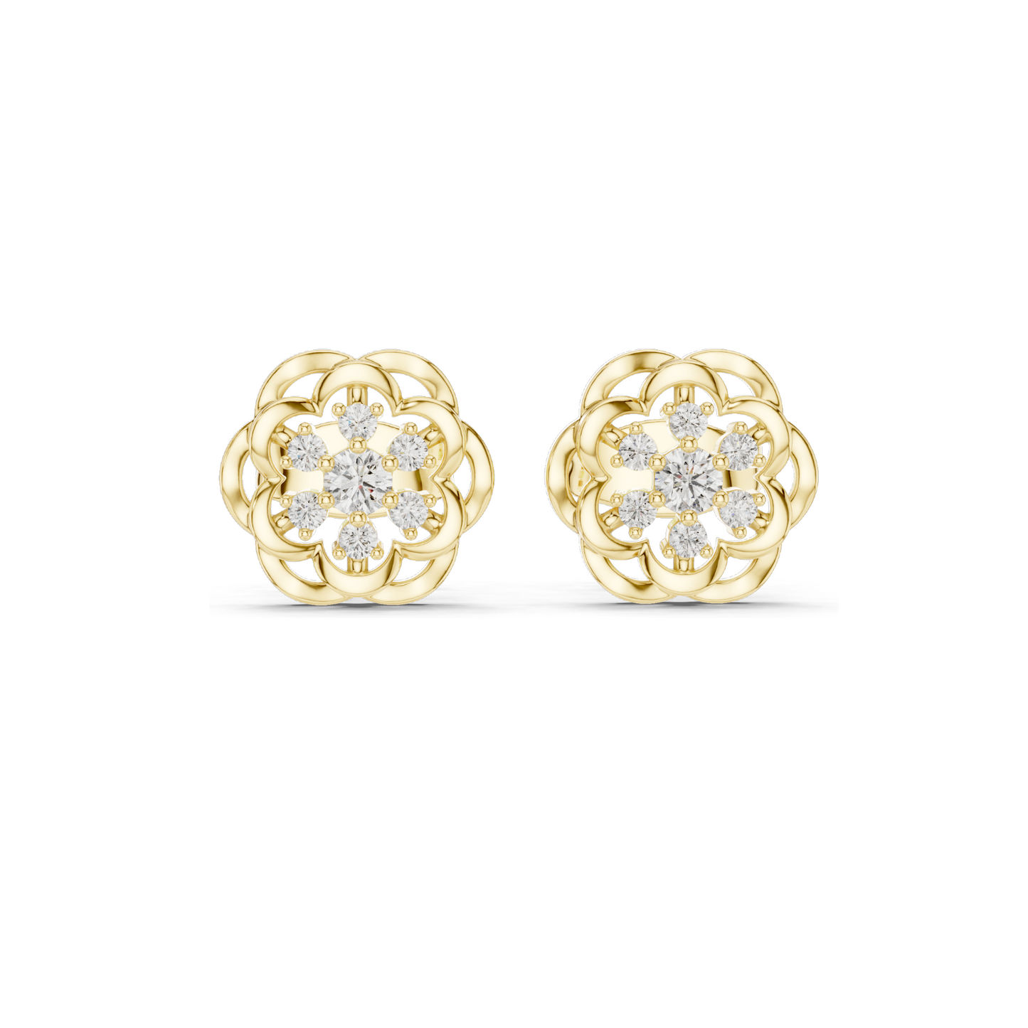 Lab Diamond Flower Earrings for Women | 0.176 CT VVS-VS EF Clarity | 18KT, 14KT, 10KT Gold & 925 Silver | Rose, Yellow, White Gold & Moissanite Options