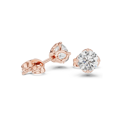 1 CT Lab Diamond Stud Earrings | VVS-VS EF Clarity | 18KT, 14KT, 10KT Gold & 925 Silver | Rose, Yellow, White Gold & Moissanite Options