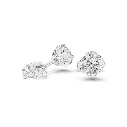 1 CT Lab Diamond Stud Earrings | VVS-VS EF Clarity | 18KT, 14KT, 10KT Gold & 925 Silver | Rose, Yellow, White Gold & Moissanite Options