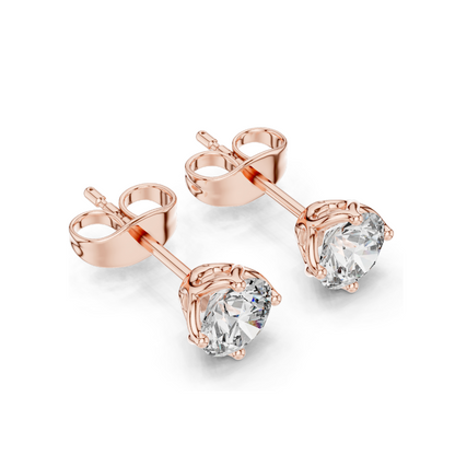 1 CT Lab Diamond Stud Earrings | VVS-VS EF Clarity | 18KT, 14KT, 10KT Gold & 925 Silver | Rose, Yellow, White Gold & Moissanite Options